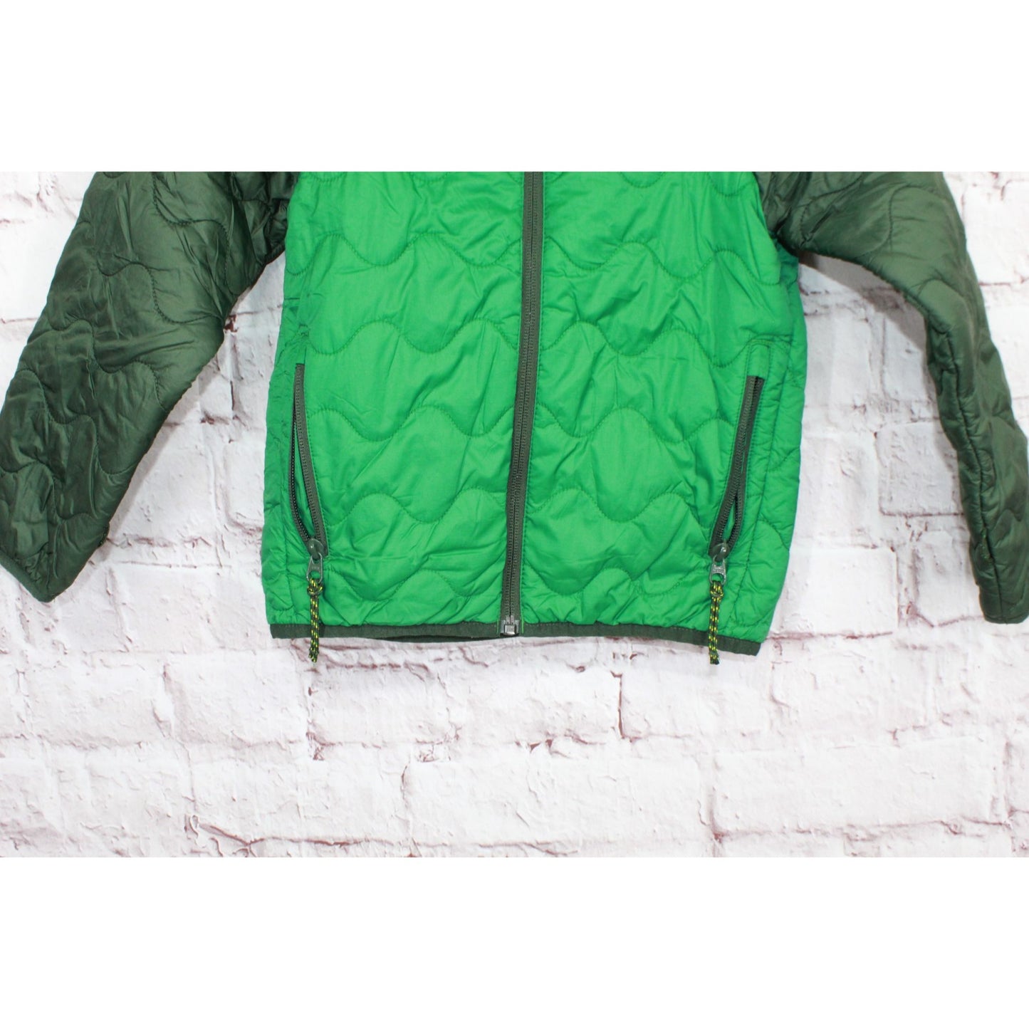 LL Bean Kids' Green Quilted Waterproof Pathfinder Full Zip Jacket S4