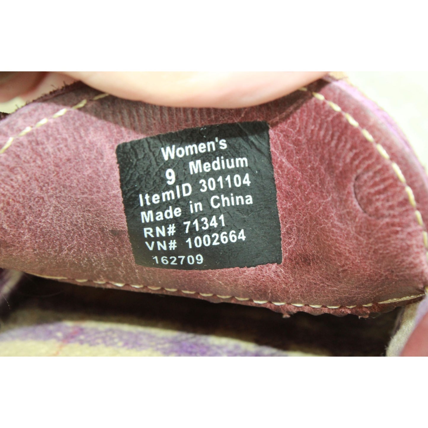 LL Bean Women's Purple Leather Slip On Plaid Lined Moccasin Slippers Size 9 M