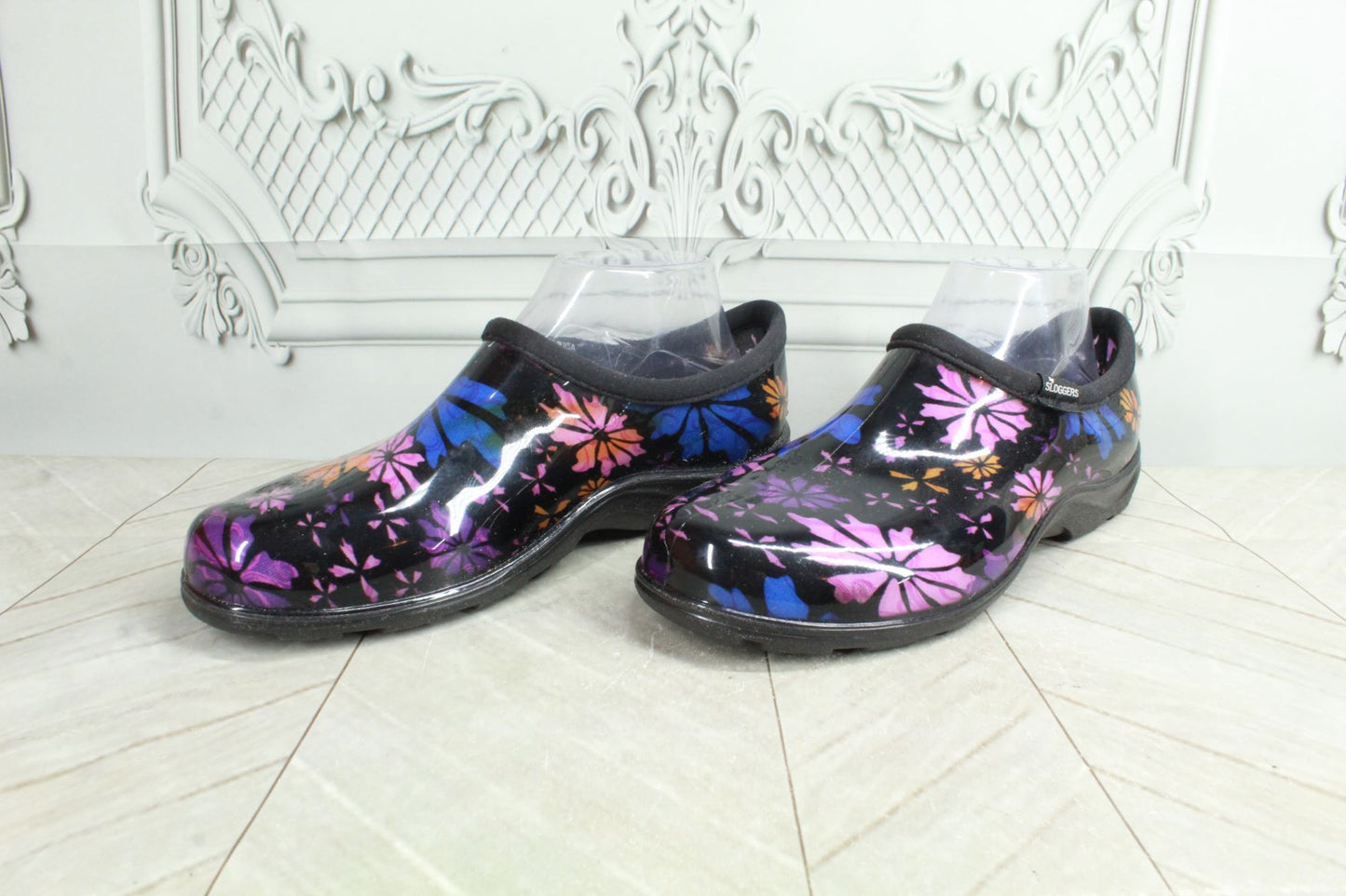 Sloggers Women's Flower Power Print Rain Garden Slip on Shoes Size 10