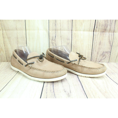 LL Bean Camp Men's Tan Leather Slip On Moccasin Handsewn Boat Shoes Size 11.5 D