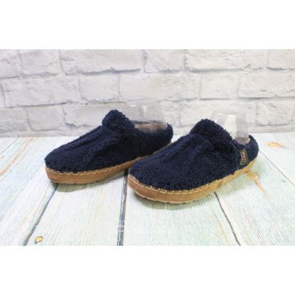 LL Bean Women's Blue Polyester Wicked Good Shearling Lined Cozy Slippers Sz 10 M