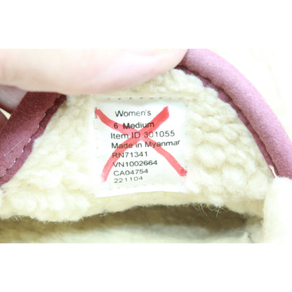 LL Bean Women's Pink Suede Fleece Lined Mountain Moccasin Slippers Size 6 M