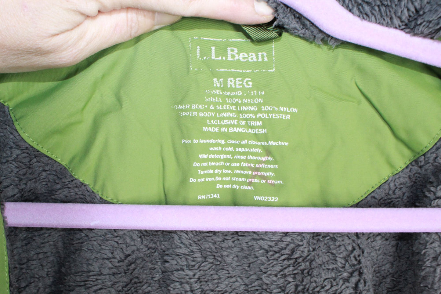 LL Bean Women's Parka Hooded Winter Coat Fleece Quilted Nylon Green Size M