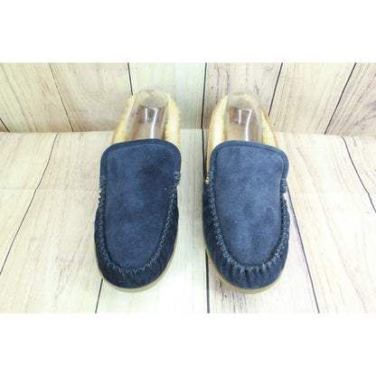 LL Bean Men's Wicked Good Slippers Venetian Carbon Navy Saddle Size 14 M