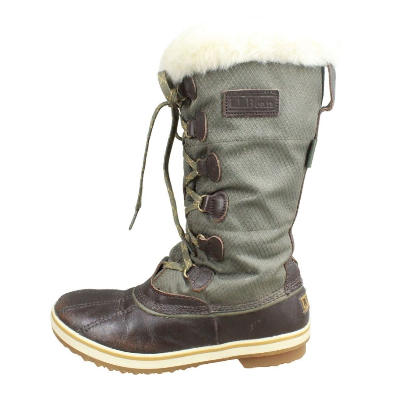 LL Bean Women's Rangeley Green Leather Waterproof Insulated Tall Pac Boots 7 M