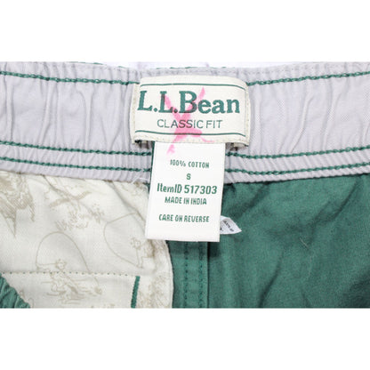 LL Bean Men's Dock Shorts 6" Drawstring Waist Cotton Deep Green Size S