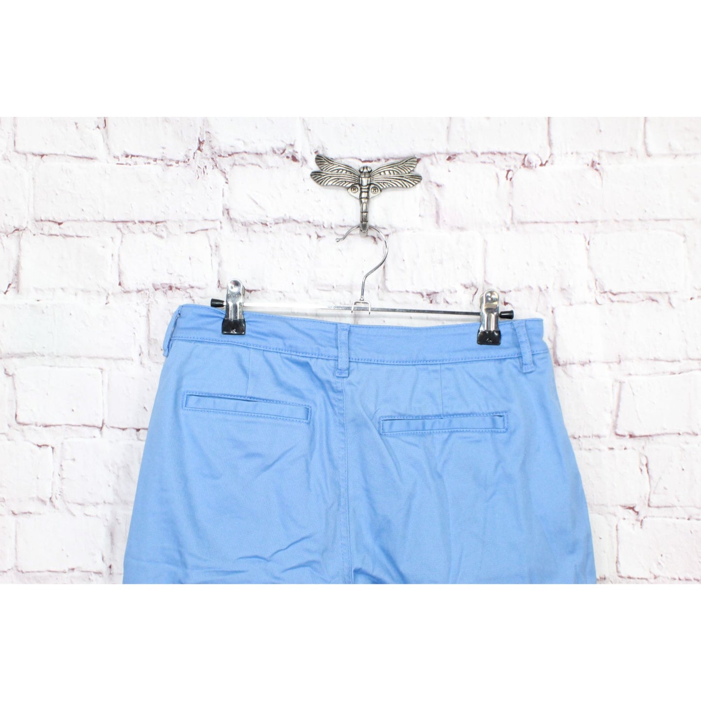 LL Bean Women's Comfort Stretch Shorts Chino Bermudas 9" Flag Blue Size 6