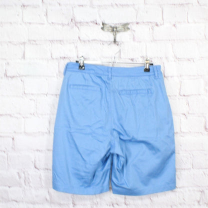 LL Bean Women's Comfort Stretch Shorts Chino Bermudas 9" Flag Blue Size 6