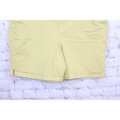 LL Bean Women's Lakewashed Chino Shorts Mid Rise Bermuda Cotton Yellow Size 26W