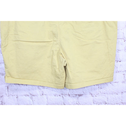 LL Bean Women's Lakewashed Chino Shorts Mid Rise Bermuda Cotton Yellow Size 26W