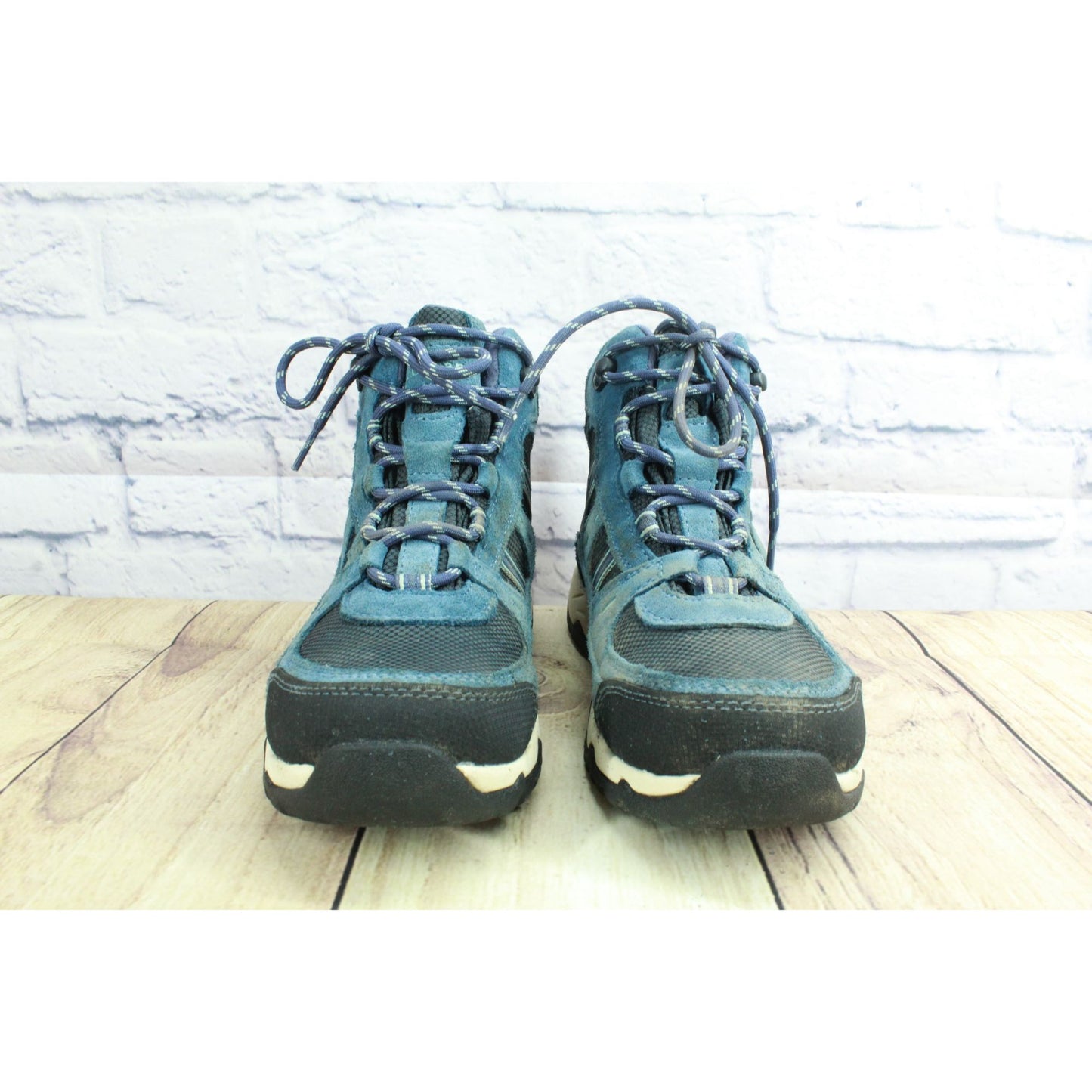 LL Bean Trail Model 4 Women's Blue Suede Waterproof Hiking Boots Size 7.5 Wide