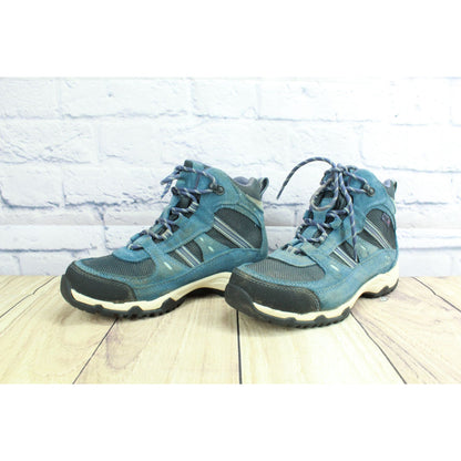 LL Bean Trail Model 4 Women's Blue Suede Waterproof Hiking Boots Size 7.5 Wide