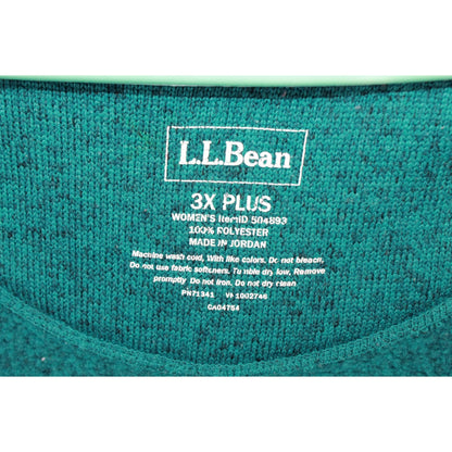 LL Bean Women's Plus Size Sweater Fleece Jacket Green 3X