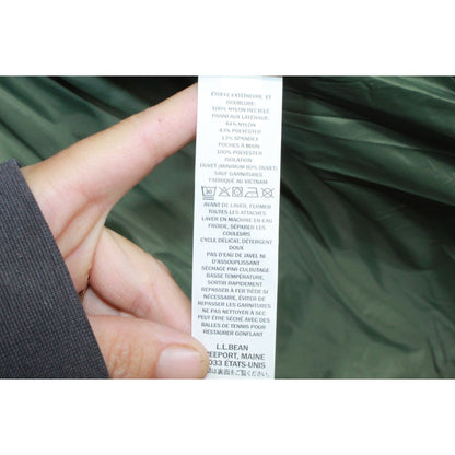 LL Bean Women's Boundless Down Coat Nylon Olive Green Size L