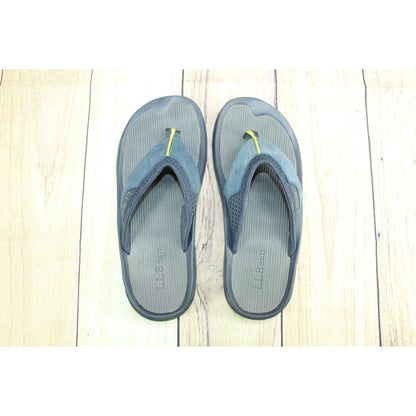 LL Bean Swift River Men's Blue Leather Perforated Comfort Sports Flip-Flops 9 M