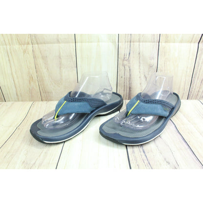 LL Bean Swift River Men's Blue Leather Perforated Comfort Sports Flip-Flops 9 M