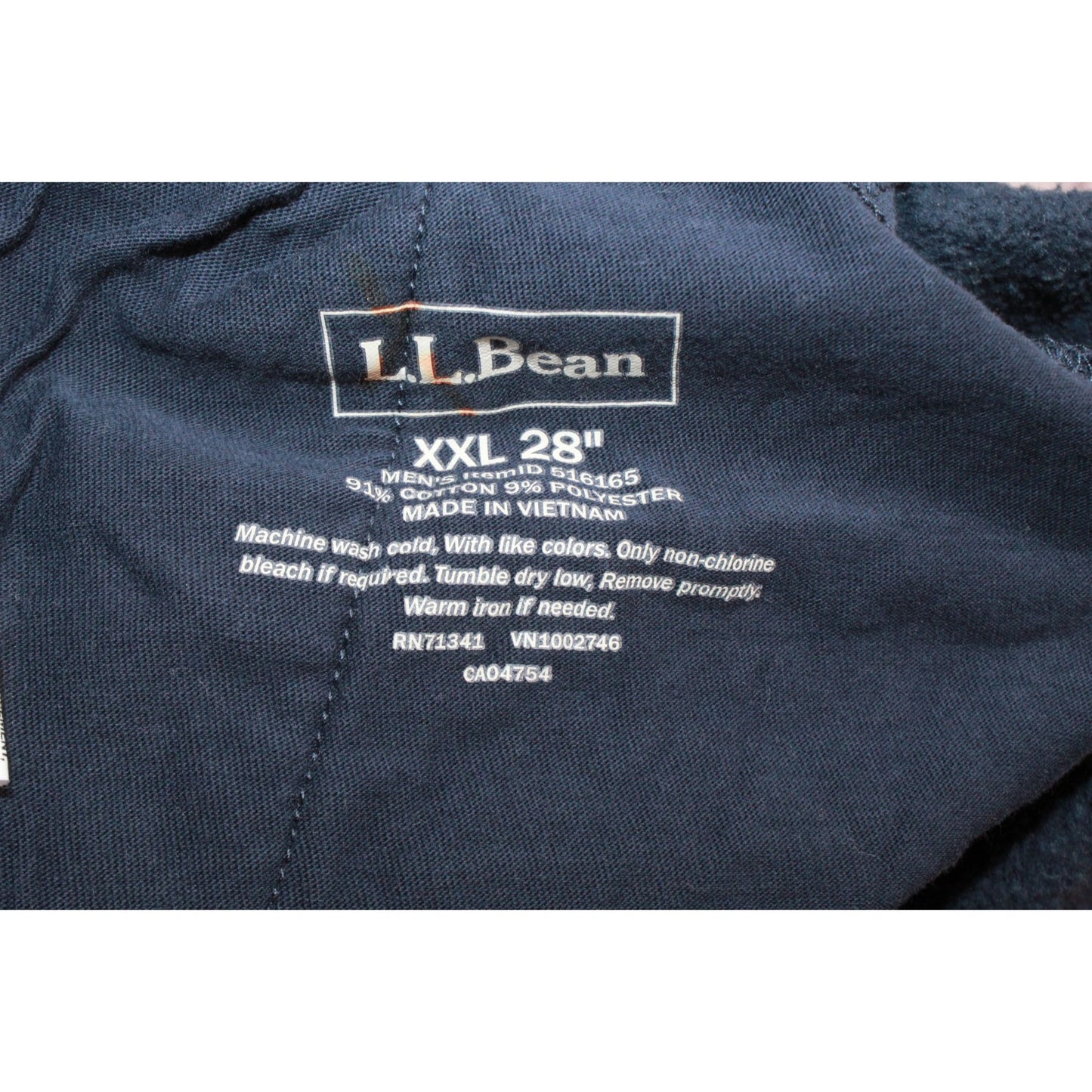 LL Bean Men's Athletic Sweats Zip Fly Internal Drawstring Sweatpants XXL 28'"