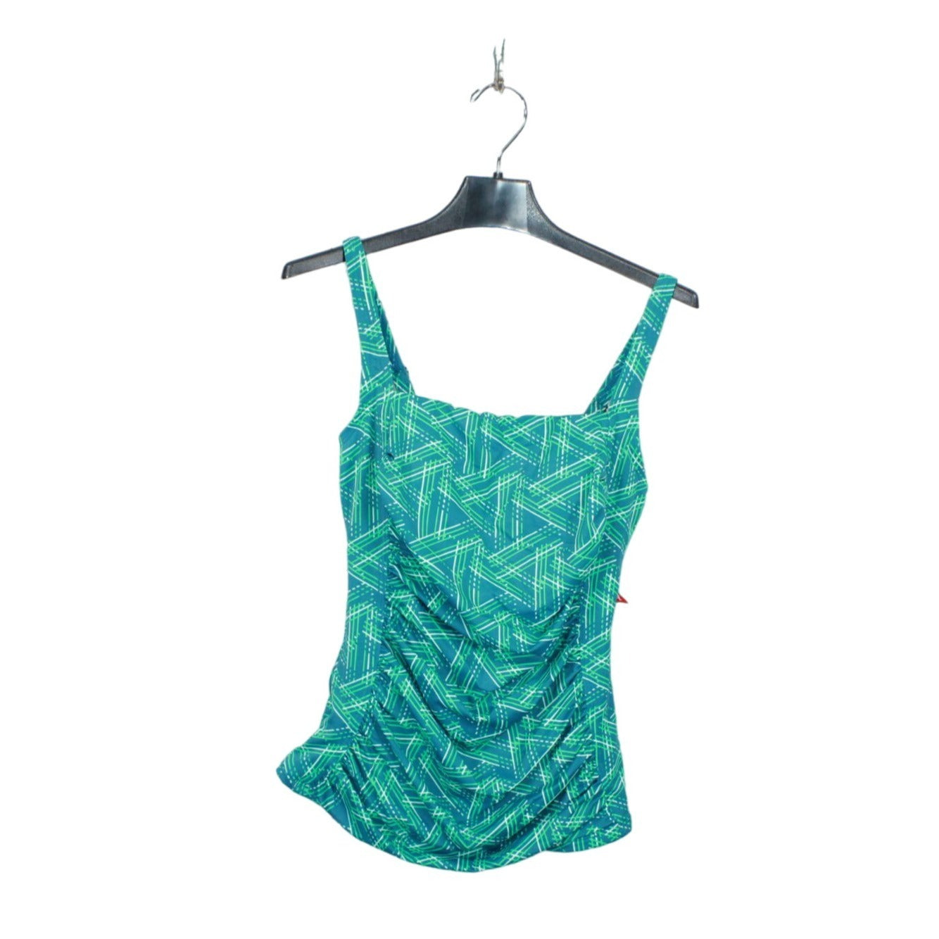 NWOT LL Bean Mix and Match Swimwear Top Squareneck Tankini Print Green Size 6