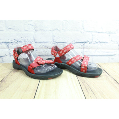 LL Bean Women's Red Nylon Hook & Loop Slingback Strappy Sport Sandals Size 6.5 M