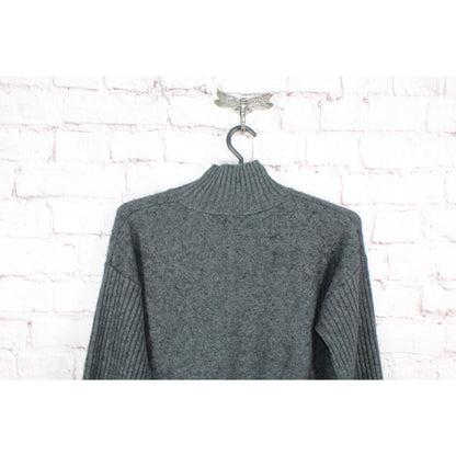 LL Bean Women's The Essential Sweater Turtleneck Wool Blend Charcoal Gray M