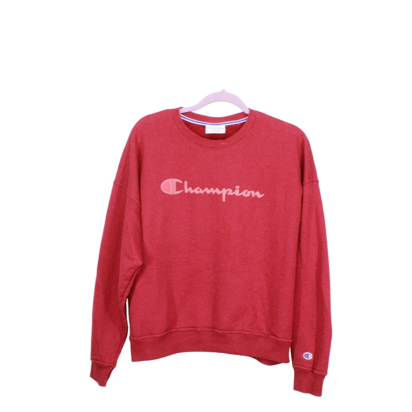 Champion Men's Red Fleece Midweight Crewneck Sweatshirt Size L