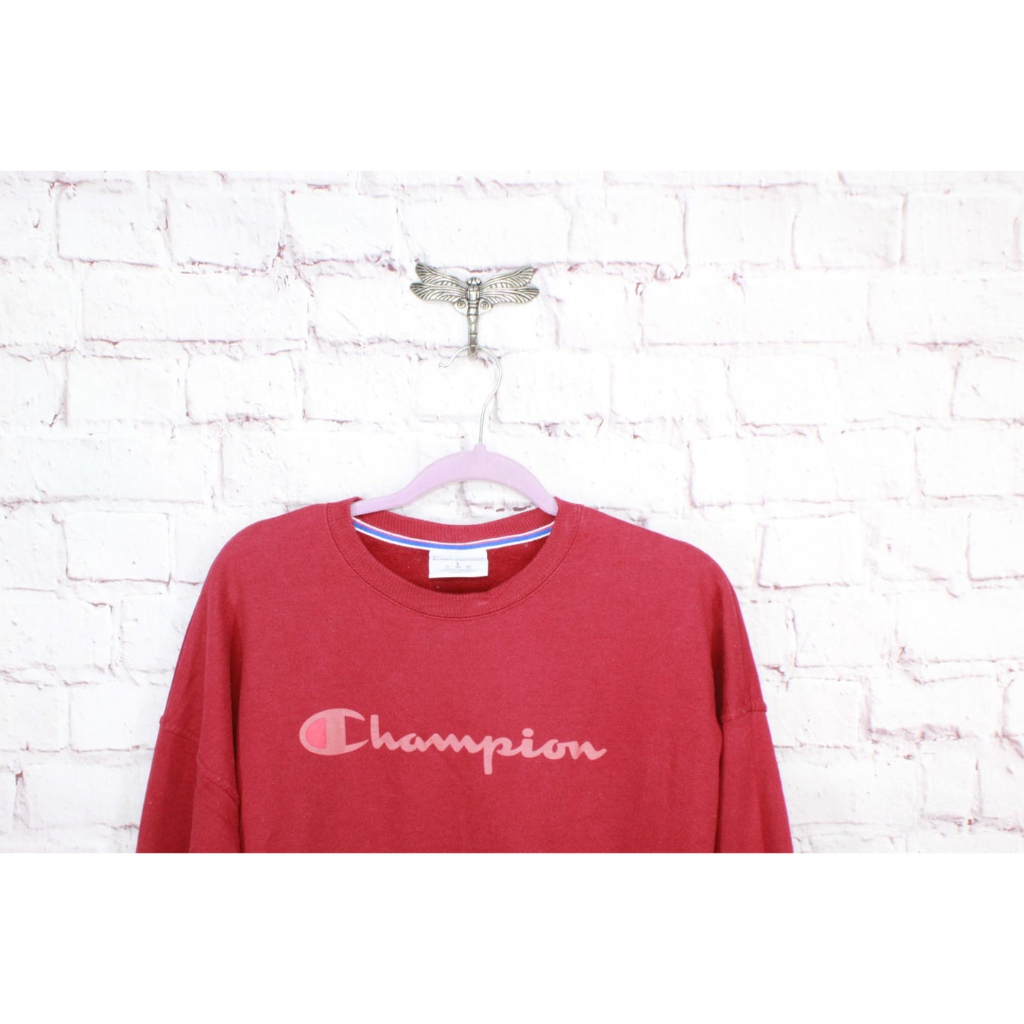 Champion Men's Red Fleece Midweight Crewneck Sweatshirt Size L