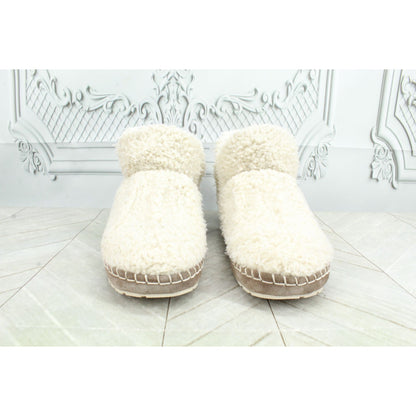 LL Bean Womens Cozy Slipper Booties Pile Fleece Wicked Good Cozy Cream White 8 M