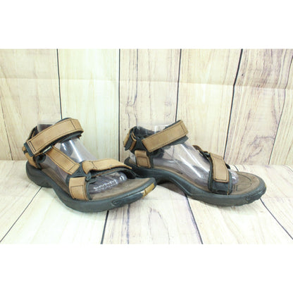 Teva Terra FI Lite Men's Brown Leather Adjustable Hook & Loop Hiking Sandals 8