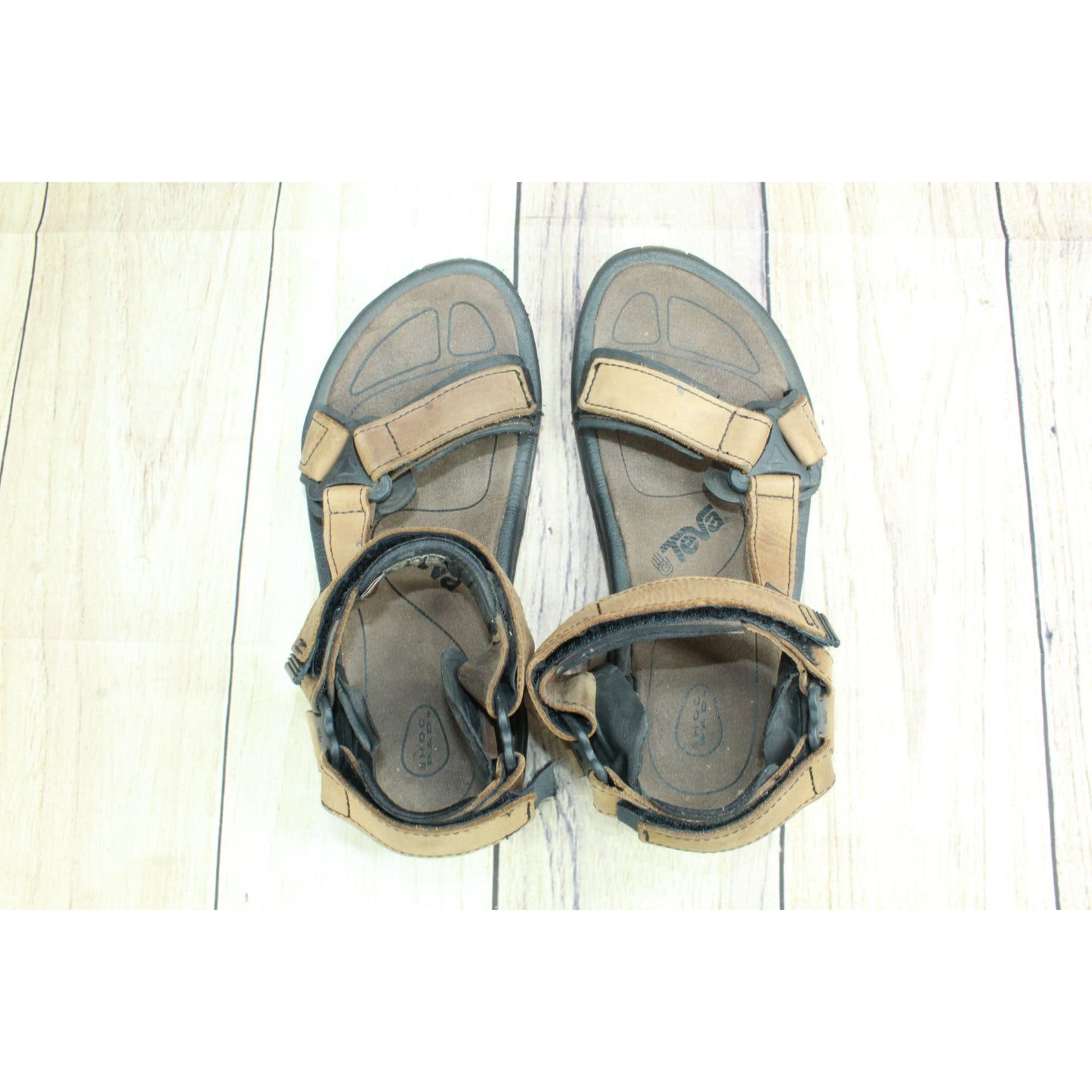 Teva Terra FI Lite Men's Brown Leather Adjustable Hook & Loop Hiking Sandals 8