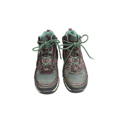 LL Bean Women's Trail Model 4 Hiking Boots Suede Fabric Green Brown Size 9 M