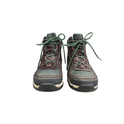 LL Bean Women's Trail Model 4 Hiking Boots Suede Fabric Green Brown Size 9 M