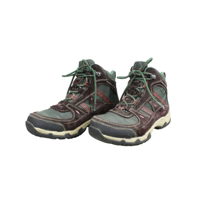 LL Bean Women's Trail Model 4 Hiking Boots Suede Fabric Green Brown Size 9 M