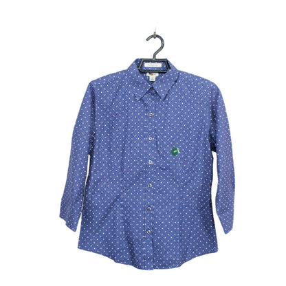 LL Bean Women's Blue Polka Dot 100% Cotton Wrinkle Free Button Down Shirt XXS