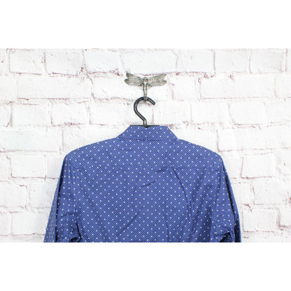 LL Bean Women's Blue Polka Dot 100% Cotton Wrinkle Free Button Down Shirt XXS