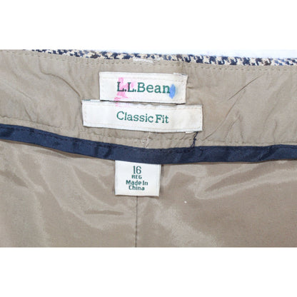 LL Bean Light Academia Lined Classic Fit Plaid Dress Pants Size 16