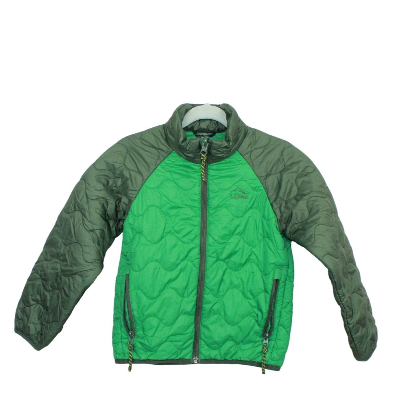 LL Bean Kids' Green Quilted Waterproof Pathfinder Full Zip Jacket S4