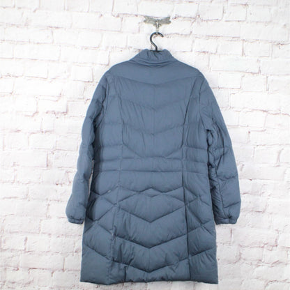 LL Bean Women's Down Puffer Coat Full Zipper Polyester Quilted Blue Size M