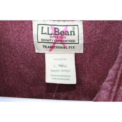 LL Bean Men's Chamois Shirt Traditional Fit Cotton Deep Wine Size L