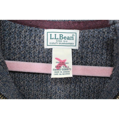 LL Bean Men's Organic Cotton Waffle Sweater Quarter Zip Dark Cinder XXXL Tall