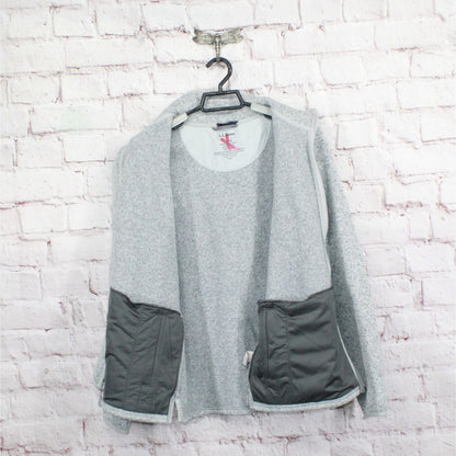 LL Bean Women's Sweater Fleece Full Zip Overlay Jacket Heather Gray Size L