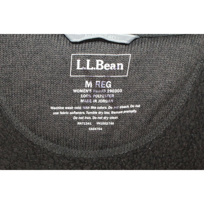 LL Bean Women's Sweater Fleece Coat Hoodie Full Zip Classic Black Size M