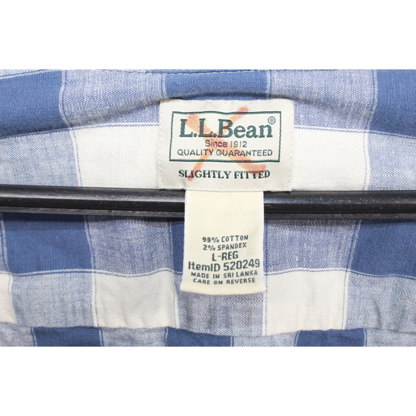 LL Bean Men's Comfort Stretch Chambray Shirt Long Sleeve Plaid Vintage Indigo L