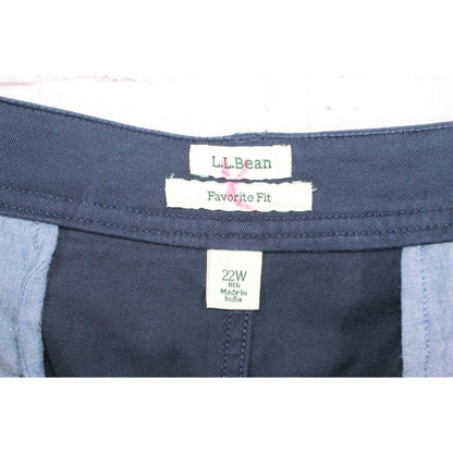 LL Bean Women's Lakewashed Chino Bermuda Shorts Cotton Classic Navy Size 22W