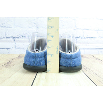 LL Bean Women's Daybreak Scuffs Motif Wool Slippers Rustic Blue Rabbit Size 6 M