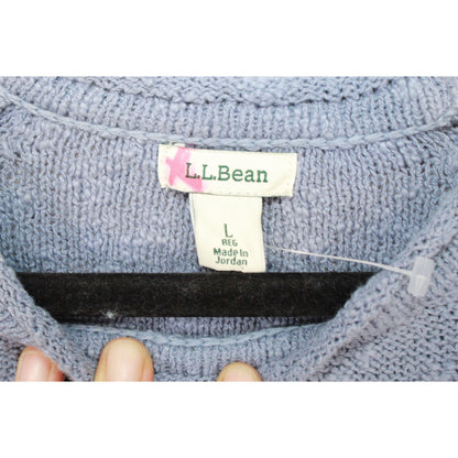 LL Bean Women's Midweight Cotton Slub Rollneck Pullover Sweater Soft Indigo L