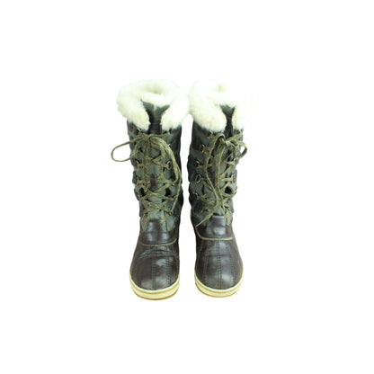 LL Bean Rangeley Women's Green Nylon Waterproof Insulated Tall Duck Boots 7 M