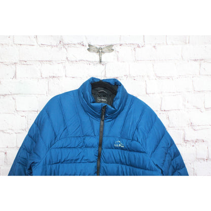 LL Bean Men's Bean's Down Jacket Quilted Full Zip Marine Blue Size L