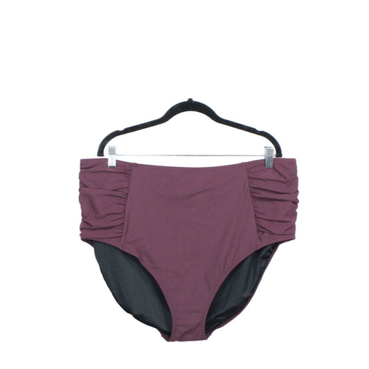 NWT! LL Bean Women's Flattering Shaping Swimwear High Waist Brief Maroon 22 Plus