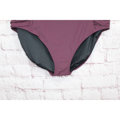 NWT! LL Bean Women's Flattering Shaping Swimwear High Waist Brief Maroon 22 Plus