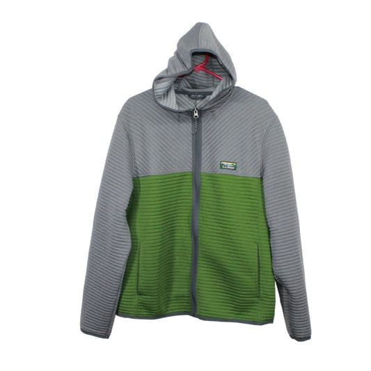 LL Bean Men's Airlite Knit Full Zip Hoodie Colorblock Gray Green Size L